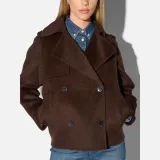 Korte Trench Dames Jas Yak Wol Jean Bruin