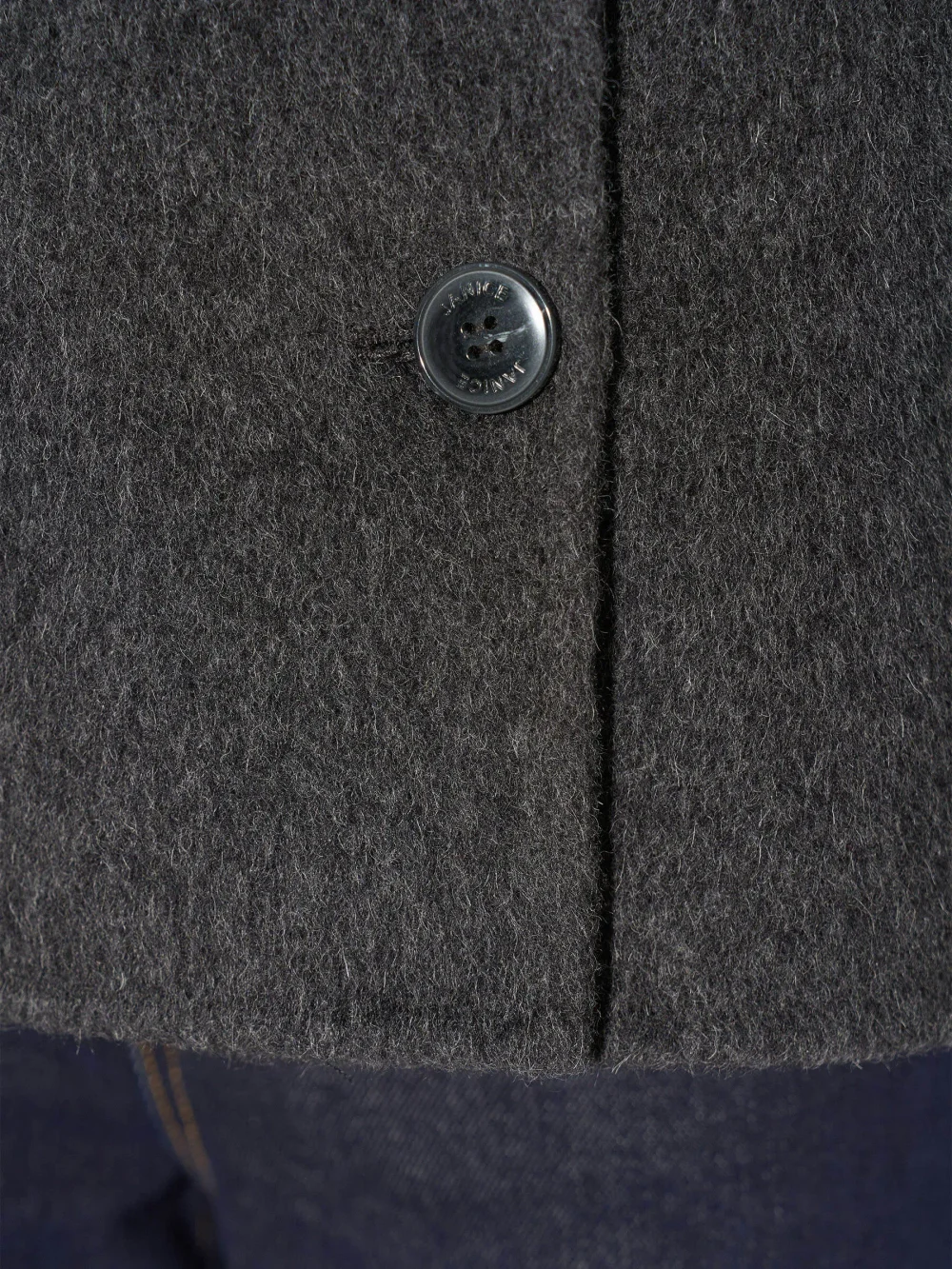 Korte Trench Dames Jas Yak Wol Jean Grijs