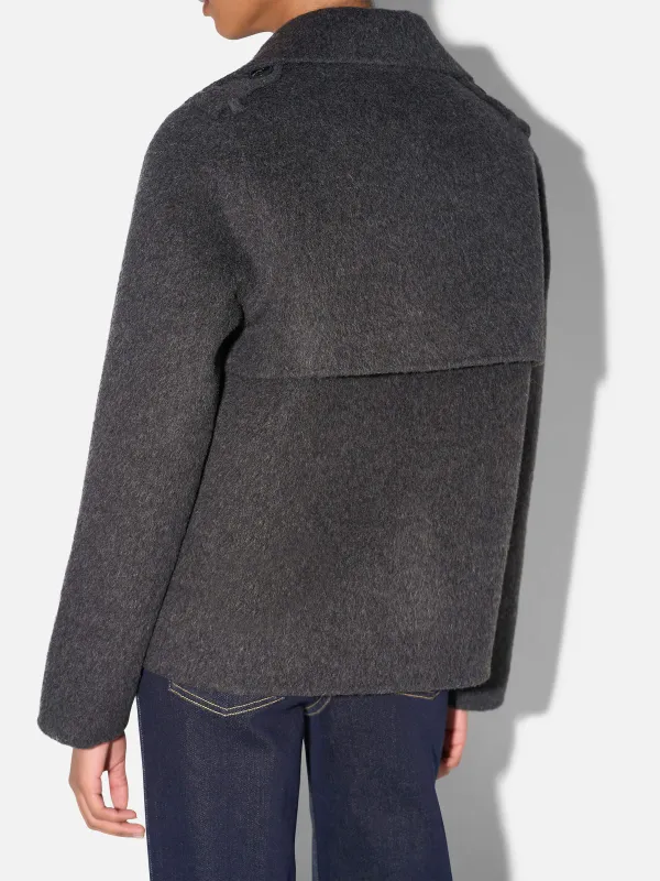Korte Trench Dames Jas Yak Wol Jean Grijs