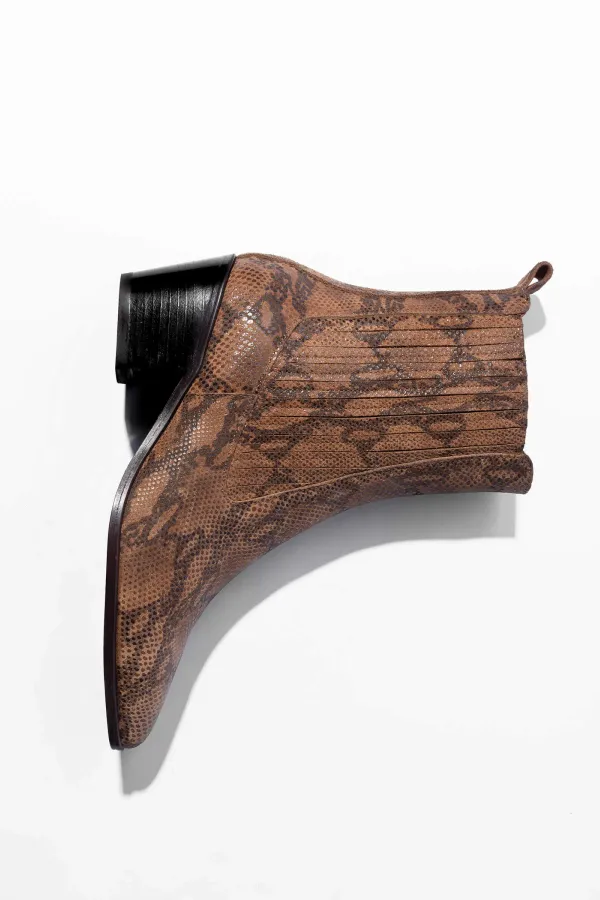 Enkellaars Western Dames Suede Colt Slangenprint