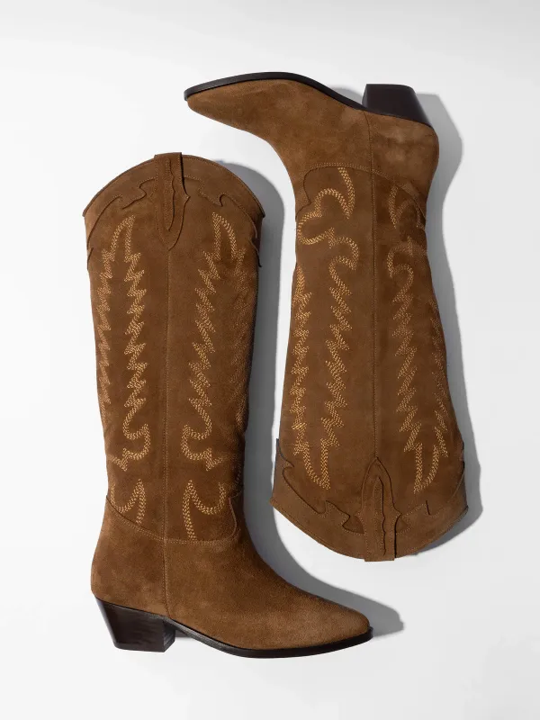 Leren Western Laars Dames Hayden Suede Cognac
