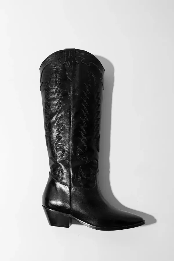 Leren Western Laars Dames Hayden Zwart