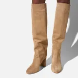 Laars Dames Hoog Leer Roman Suede Beige