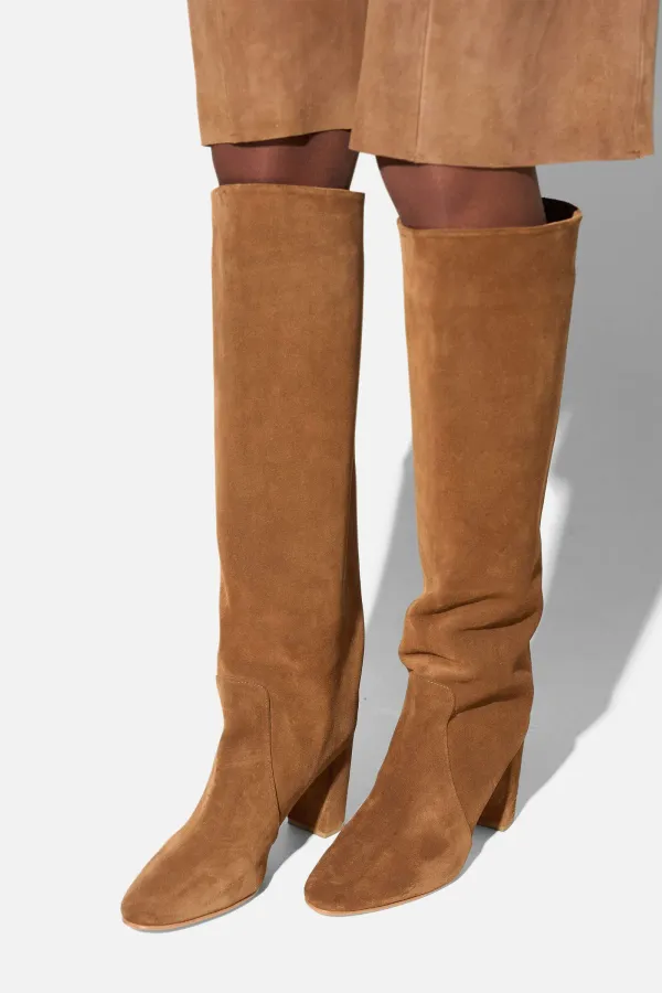 Laars Dames Hoog Leer Roman Suede Cognac