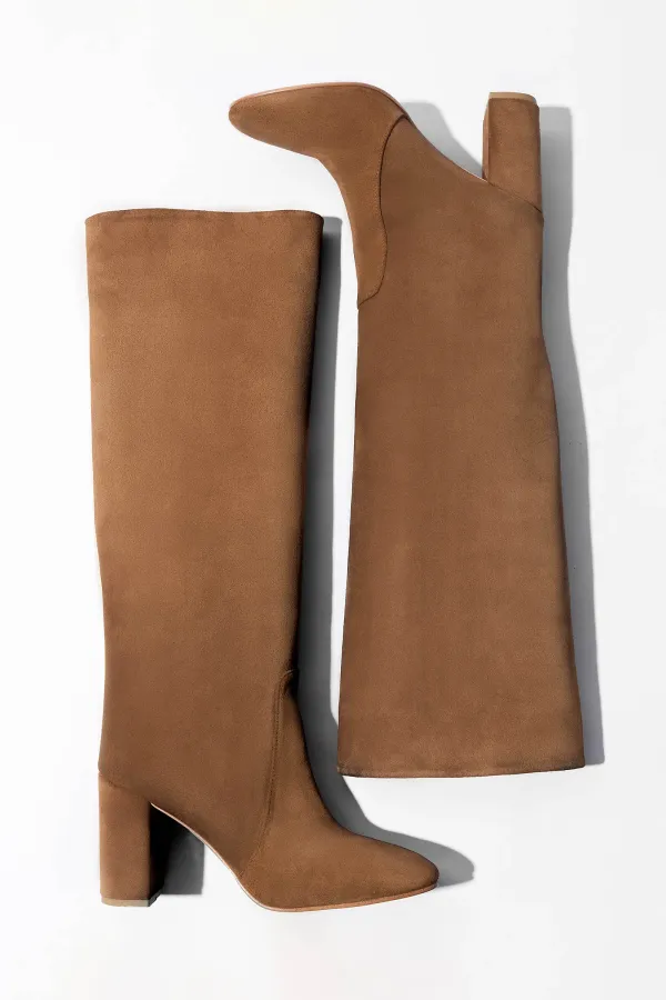 Laars Dames Hoog Leer Roman Suede Cognac