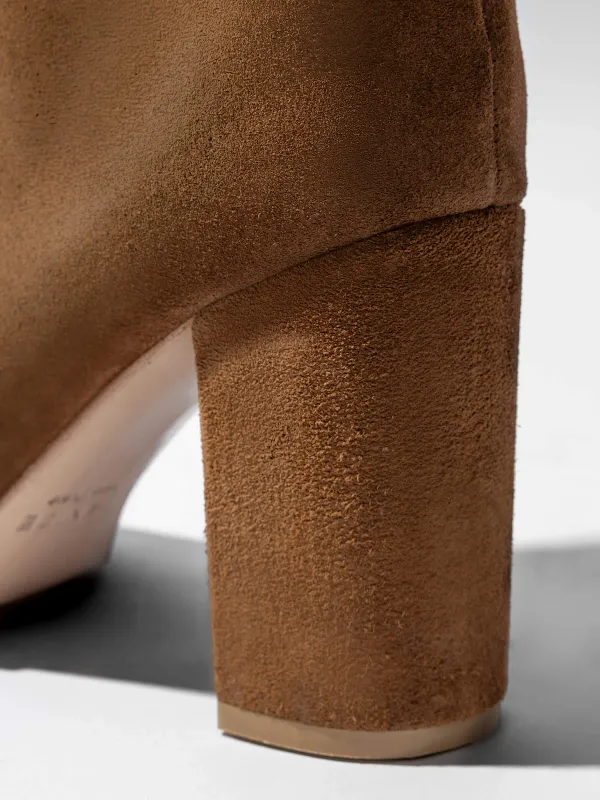 Laars Dames Hoog Leer Roman Suede Cognac