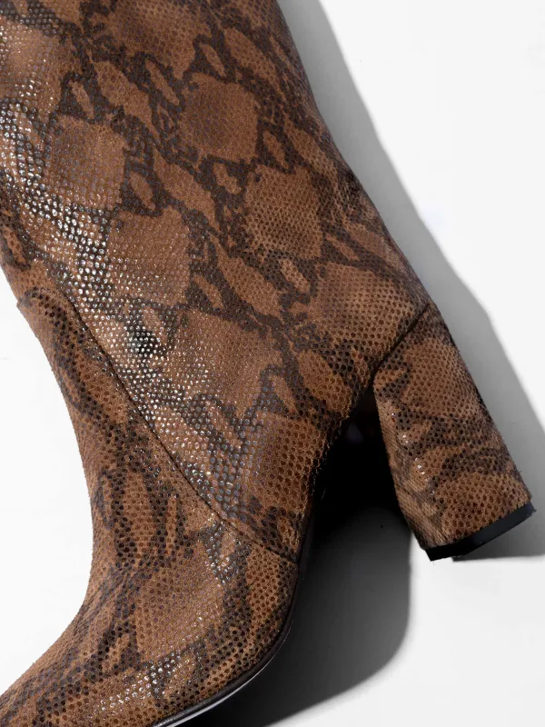 Laars Dames Hoog Leer Roman Slangenprint