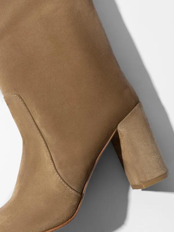 Laars Dames Hoog Leer Roman Suede Beige