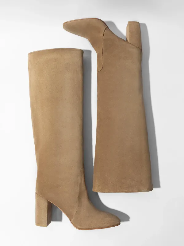 Laars Dames Hoog Leer Roman Suede Beige