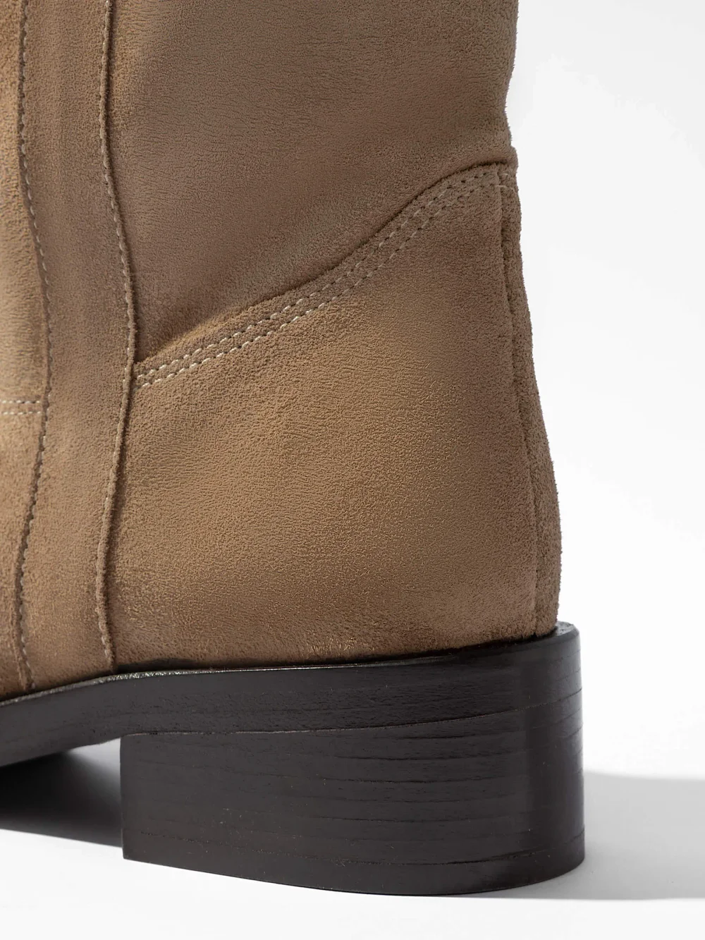 Leren Hogen Laars Plat Sem Suede Beige