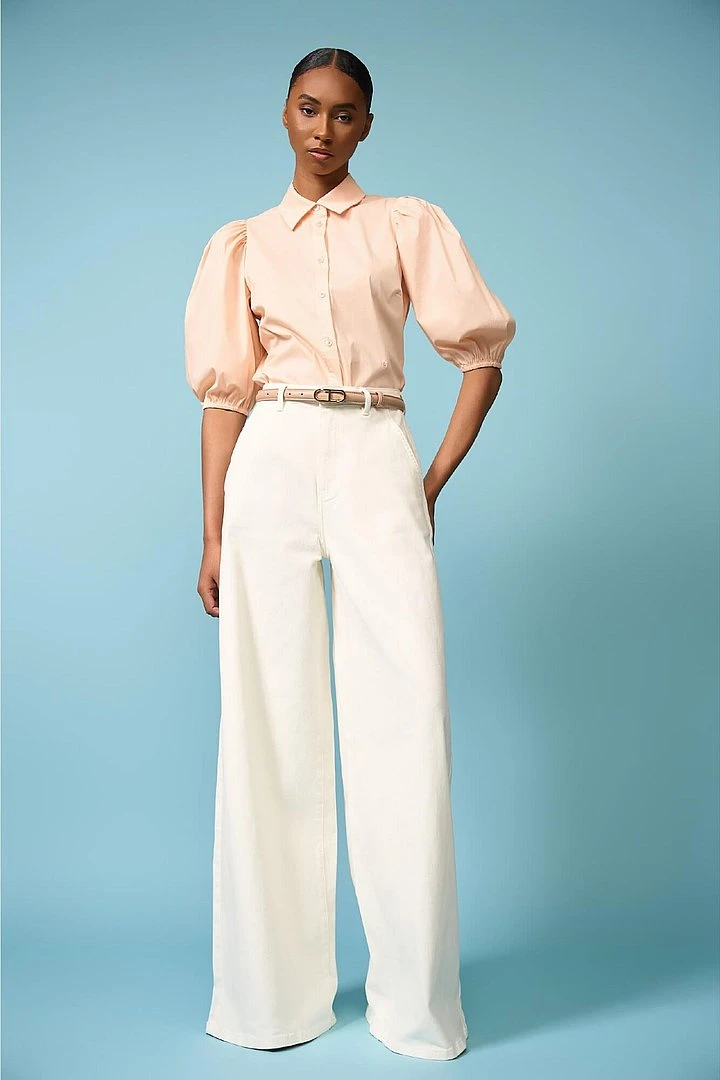Women's Wide-Leg High-Rise Stretch Jeans Dexter Off-White 264