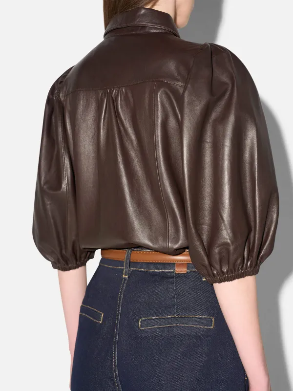 Leren Blouse Dames Denim Pofmouw Lars Bruin