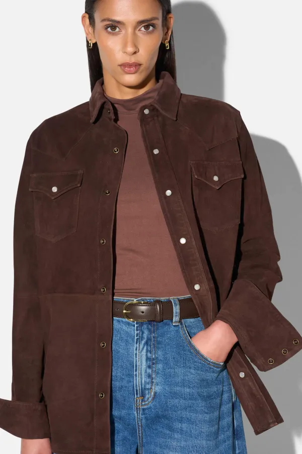 Leren Blouse Dames Levi Suede Bruin