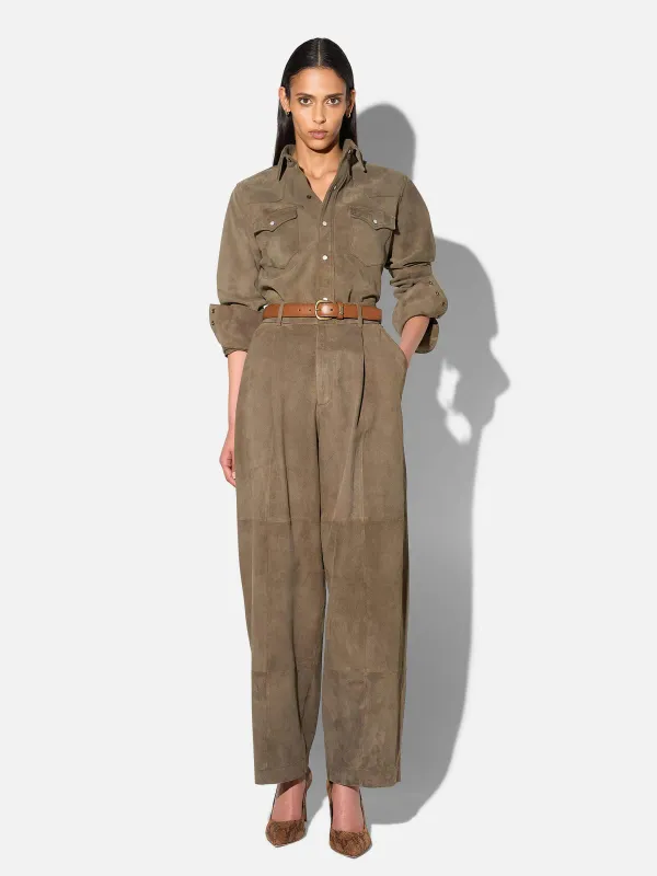 Leren Blouse Dames Levi Suede Groen