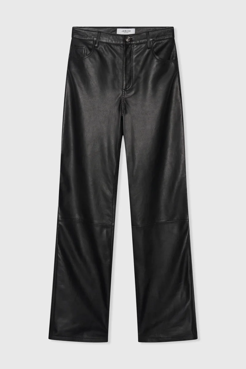 Leren Broek Dames Rechte Pijp Jason Zwart