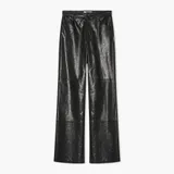 Leren Broek Dames Rechte Pijp Jason Metallic Zwart