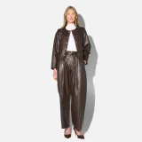 Leren Dames Broek Steekzakken Barrel Balti Bruin