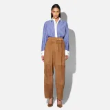 Leren Dames Broek Steekzakken Barrel Balti Tabacco Suede