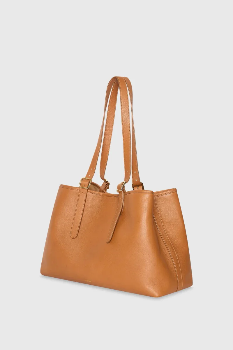 Leder-Damenhandtasche Shopper Harper in Camel