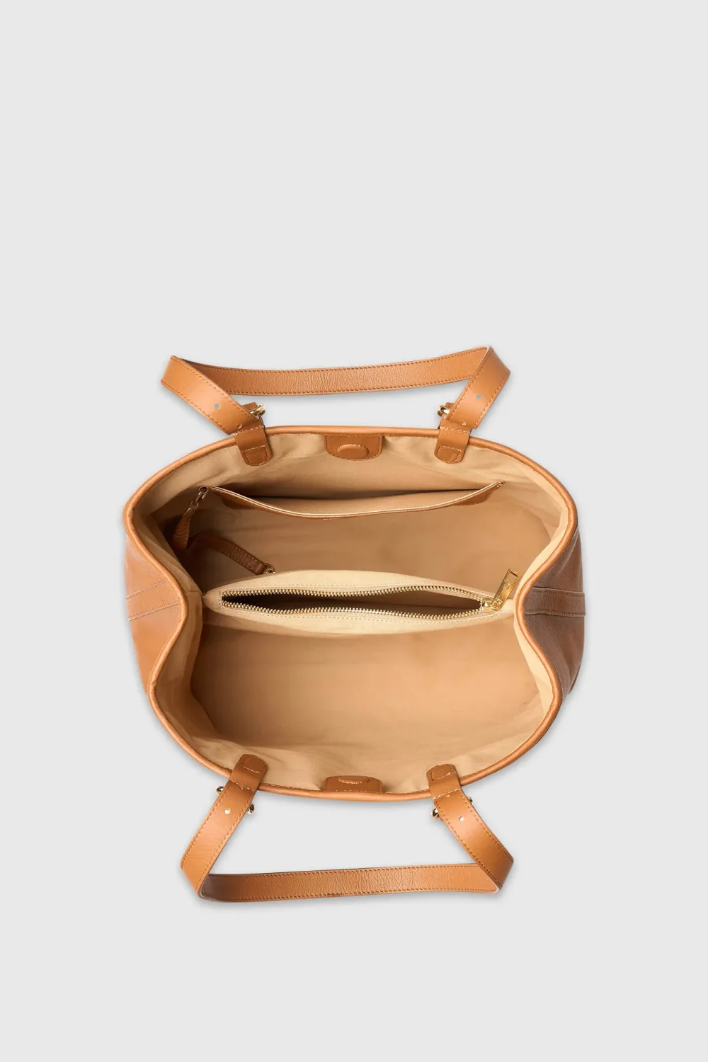 Leder-Damenhandtasche Shopper Harper in Camel