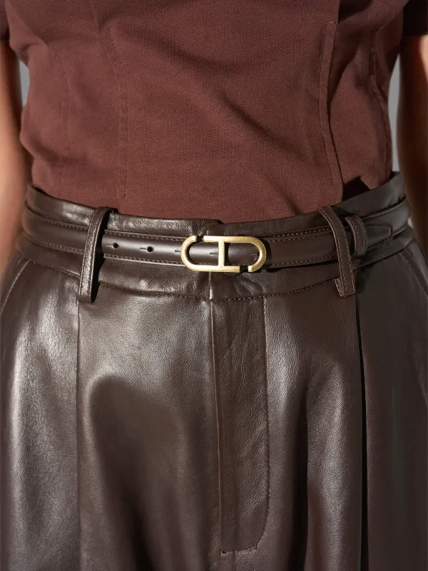 Leren Dames Riem Bruin Trophy Brass