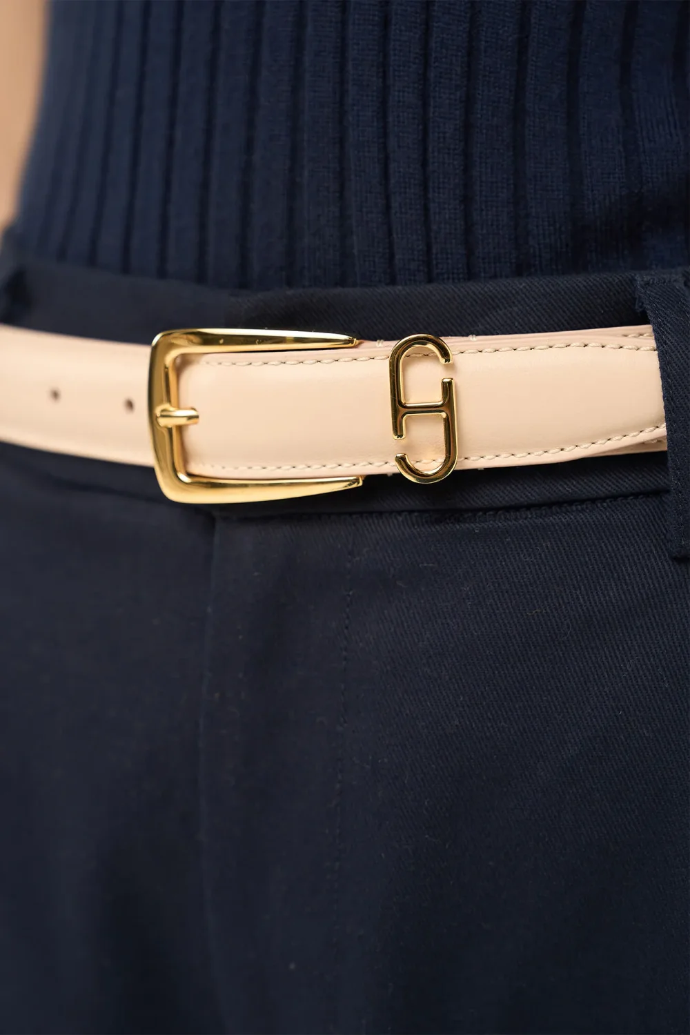 Colby Beige Leather Women's Belt