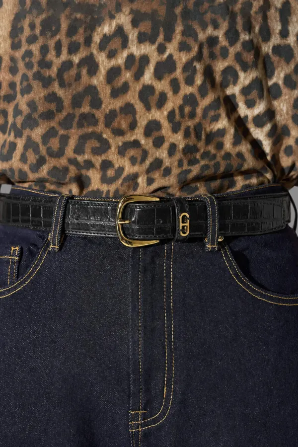 Riem Leer Dames Zwart Malone Goud Croco
