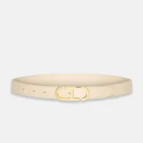 Leren Dames Riem Reversible Off White Creme Goud Trophy Buckle