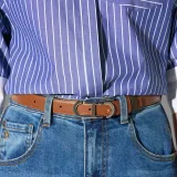 Leren Dames Riem Reversible Zilver Trophy Tabacco Bruin