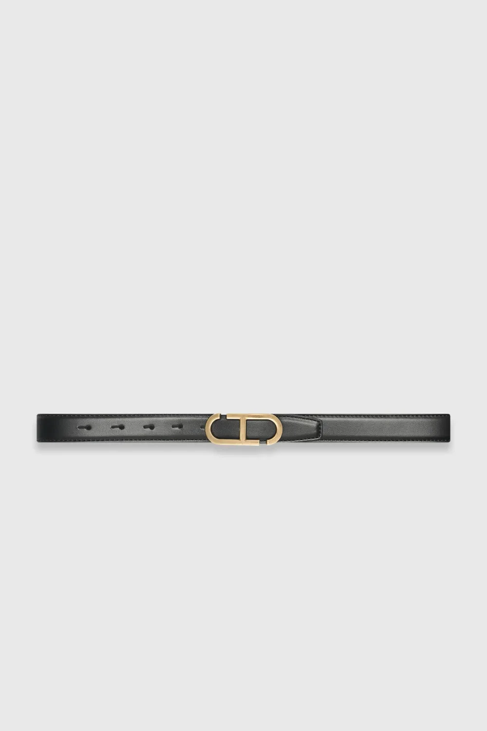Women's Leather Reversible Belt in Black and Brown with Brass Trophy Buckle