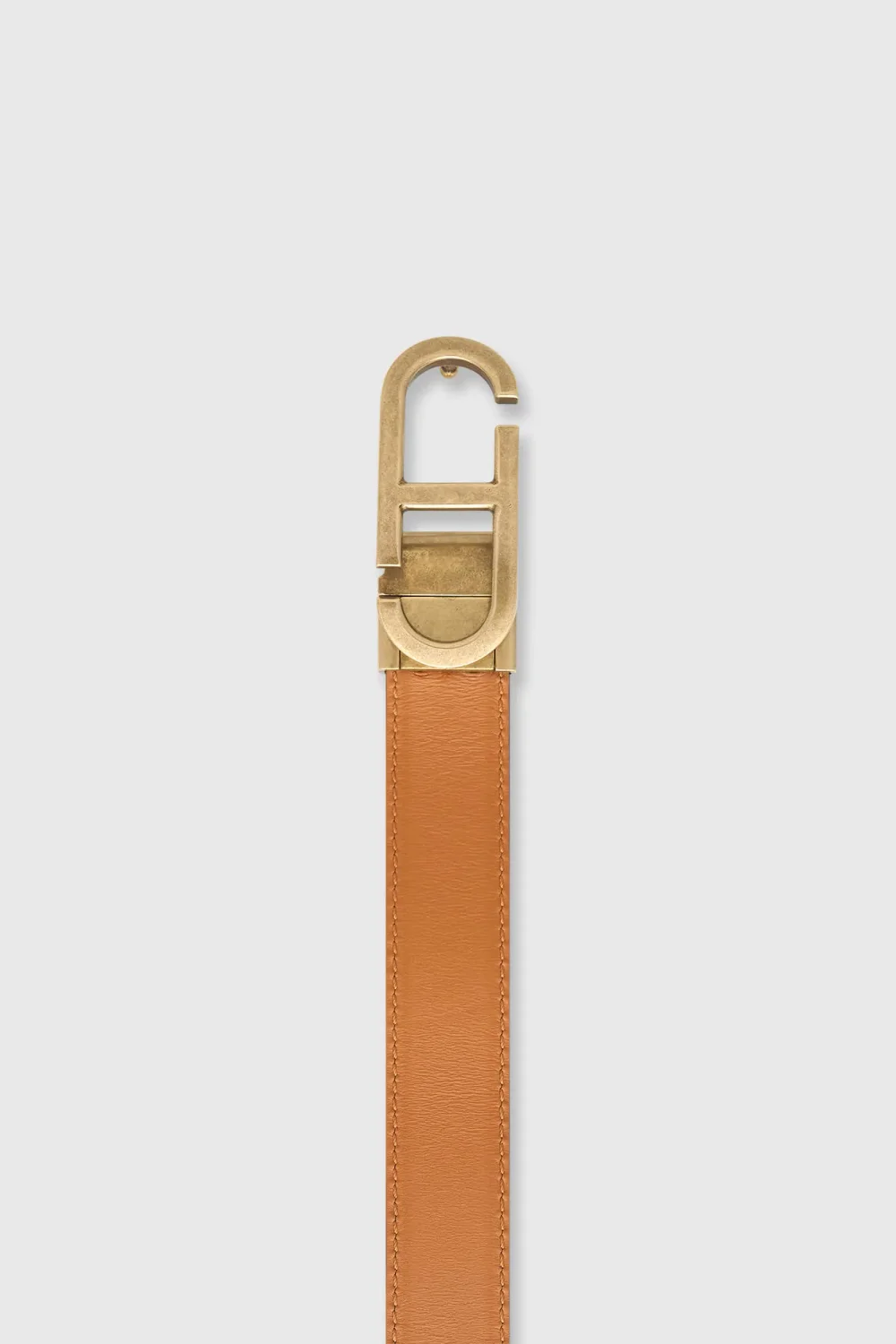 Wendbarer Damen-Ledergürtel, schwarz-camel, mit Messing-Trophy-Schnalle