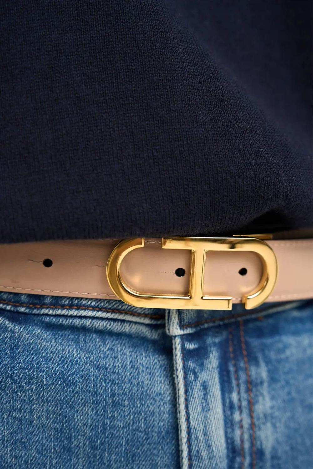Women's Leather Reversible Belt in Black, Taupe, and Gold with Trophy Buckle