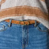 Leren Dames Riem Taupe Trophy Goud Suede