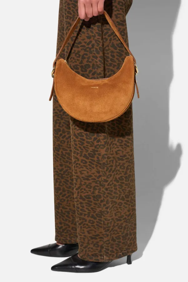 Leren Dames Schoudertas Suede Clyde Cognac