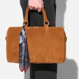 Leren Dames Tas Bowling Bag Suede Wade Cognac