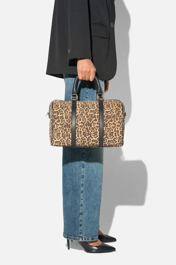 Leren Dames Tas Bowling Bag Suede Wade Panterprint