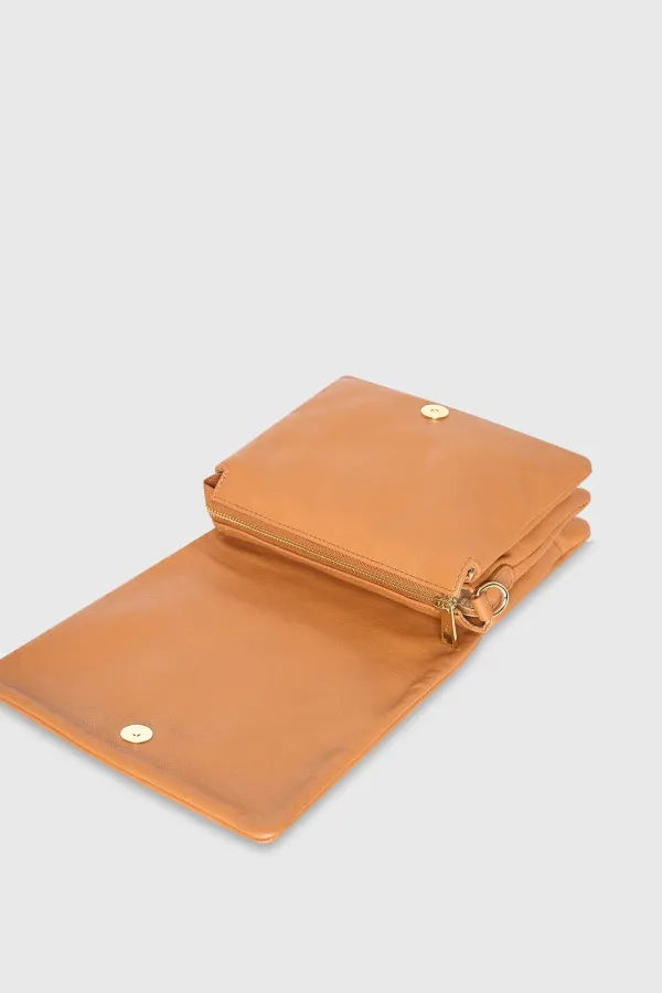 Lederhandtasche für Damen Skylar Cognac