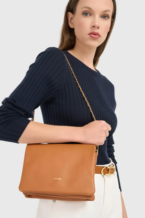 Lederhandtasche für Damen Skylar Cognac
