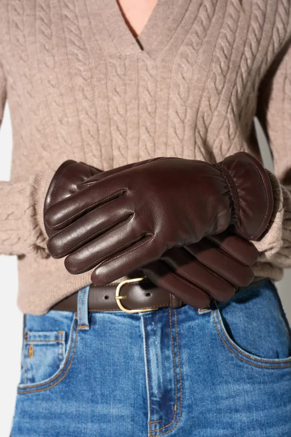 Leren Handschoenen Dames Hawk Bruin