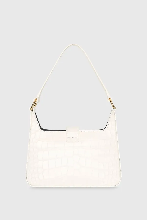 Lederhandtasche Off White Croco Conan