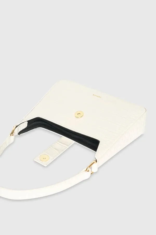 Lederhandtasche Off White Croco Conan