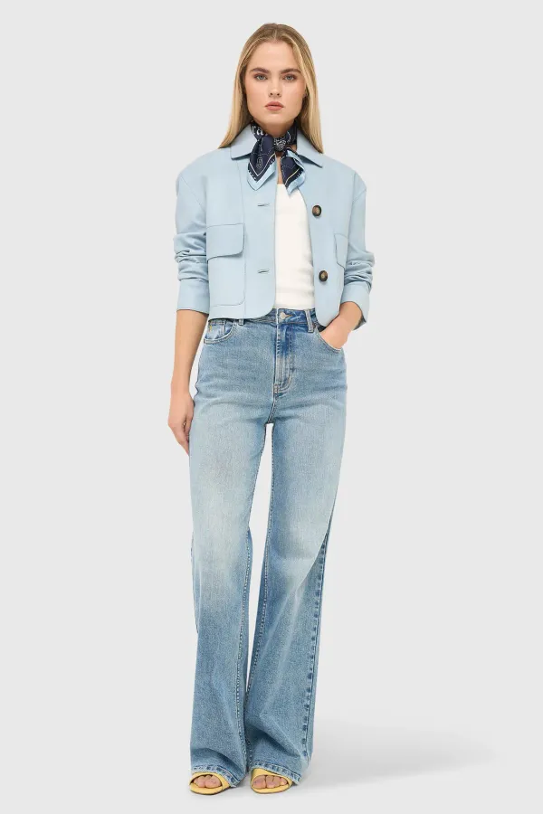 Lederjacke für Damen, William, Blau