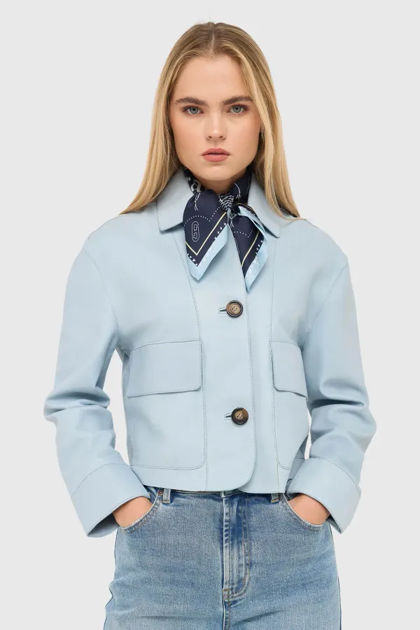 Lederjacke für Damen, William, Blau
