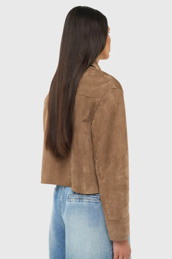 Lederjacke für Damen, William, braun, Wildleder