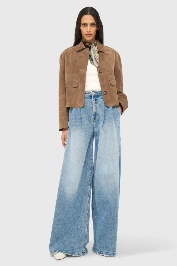 Lederjacke für Damen, William, braun, Wildleder