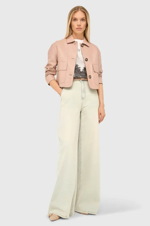 Lederjacke für Damen, William, rosa