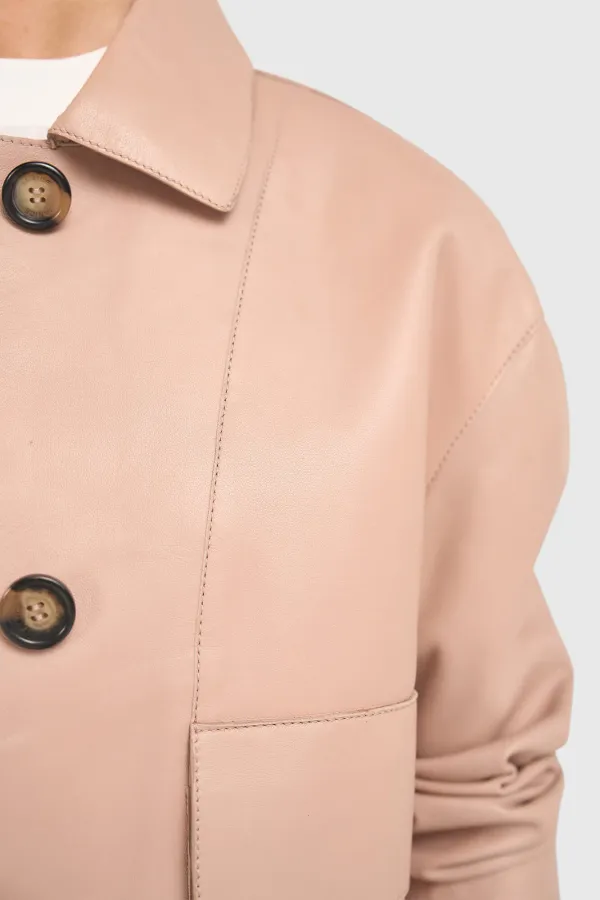 Lederjacke für Damen, William, rosa