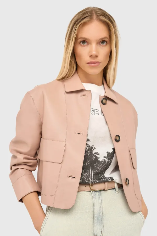 Lederjacke für Damen, William, rosa