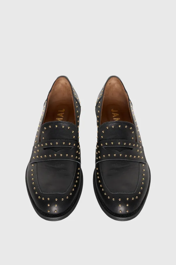 Loafer Dames Leer Studs Blake Zwart