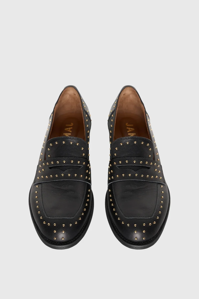 Loafer Dames Leer Studs Blake Zwart